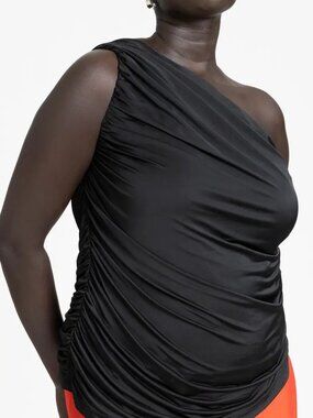 Eloquii Ruched One-Shoulder Top